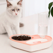 Pet Bowl New Love Halten Sie trockene Mund Doppelpur-Schüssel Katze Automatische Wasserfütterung Schüssel kleine und mittelgroße Hunde kreativer Hund